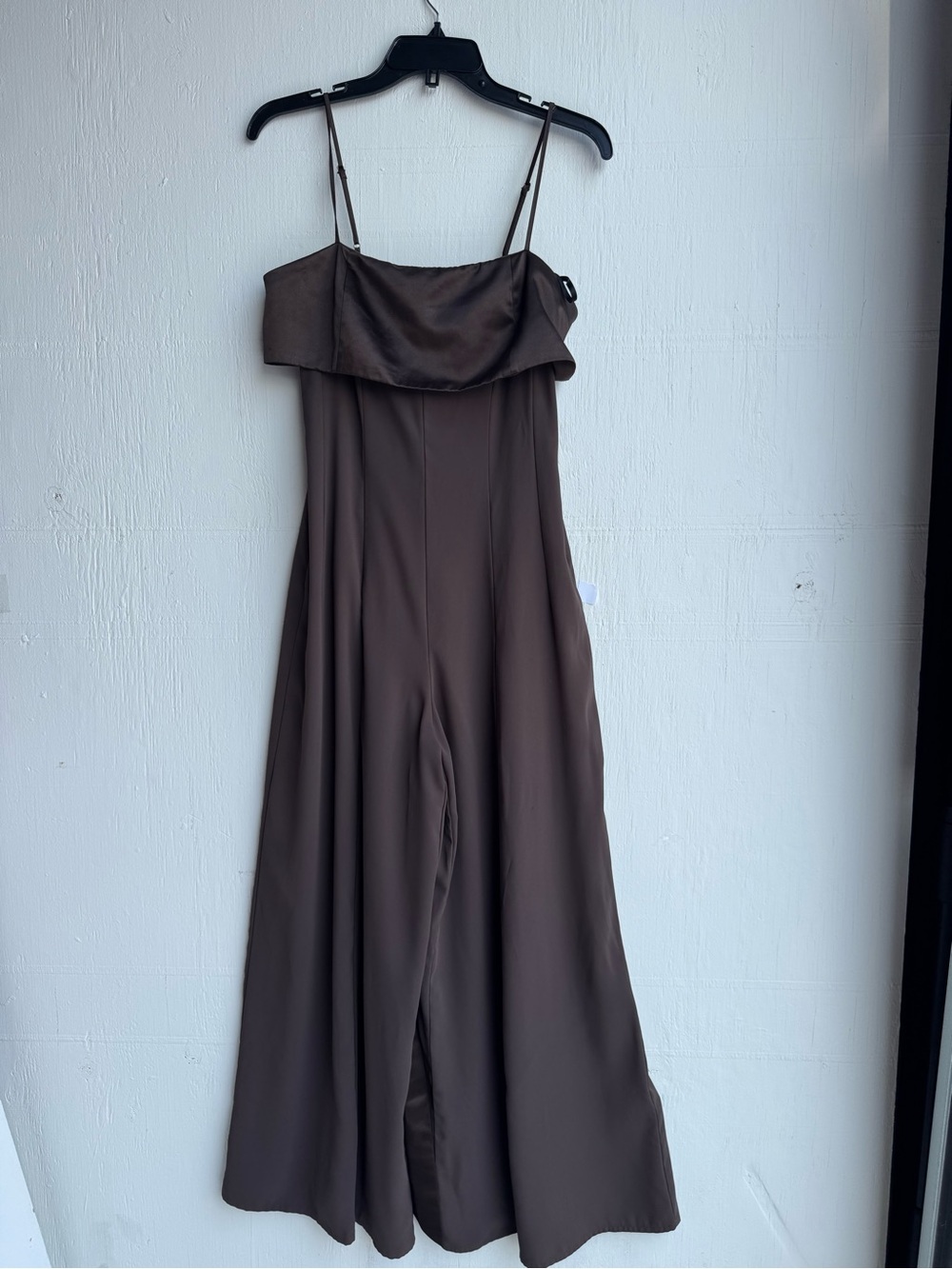 Adam Lippes Chocolate Brown Wide-Leg Spaghetti-Strap Jumpsuit - Picture 4 of 8